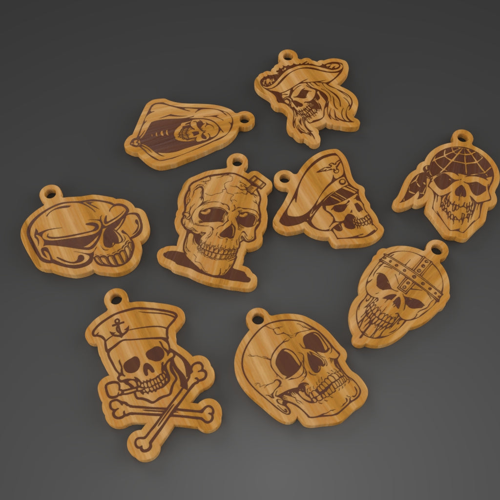 Skull Keychains vectors SVG, DXF, Ai, Png, Pdf, Eps Digital Products