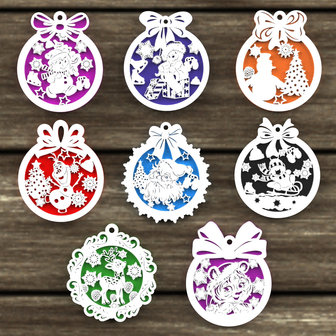 Christmas Ornaments vectors, Template Decoration SVG DXF Ai PDF