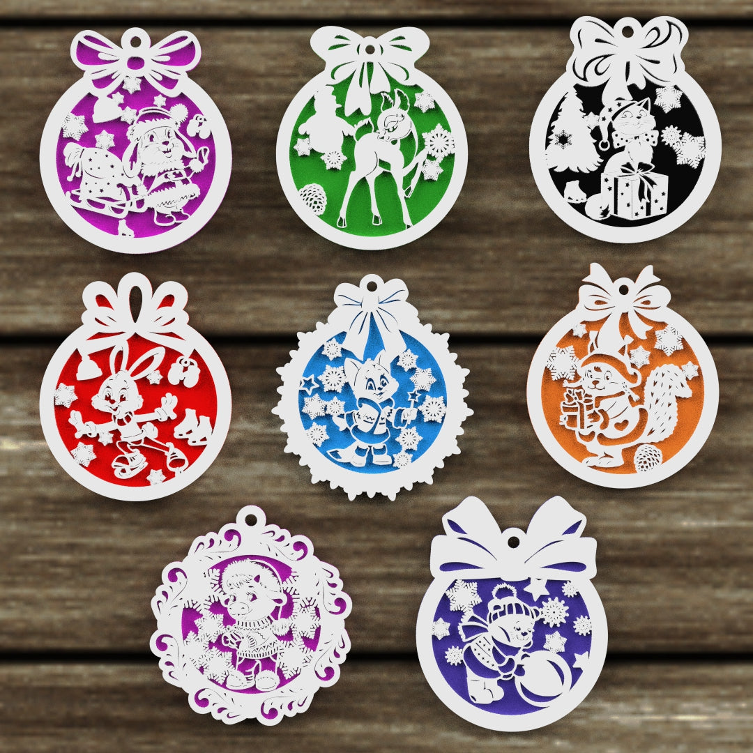 Christmas Ornaments vectors, Template Decoration SVG DXF Ai PDF