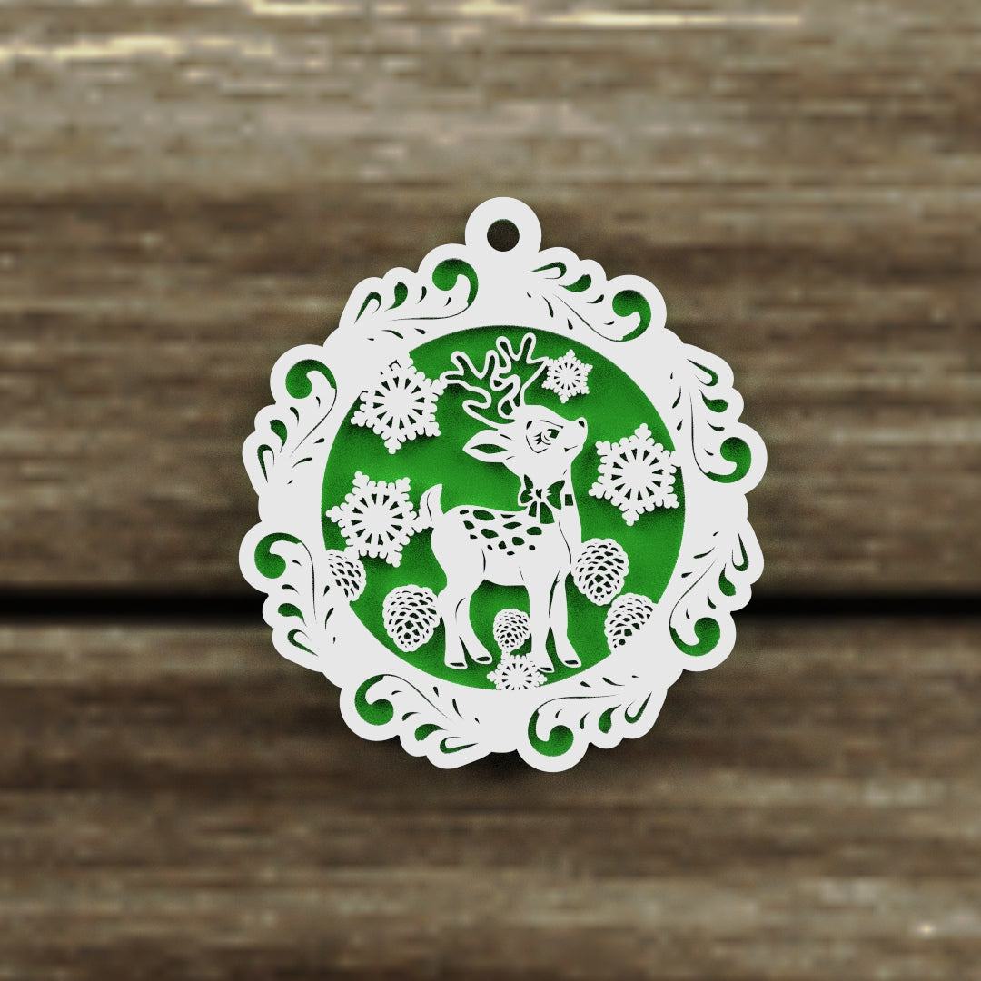 Christmas Ornaments vectors, Template Decoration SVG DXF Ai PDF